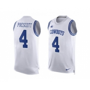 Men Nike Dallas Cowboys #4 Dak Prescott White Men's Stitched NFL Limited Tank Top Jersey
