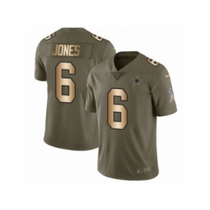 Men Nike Dallas Cowboys #6 Chris Jones Limited Olive Gold 2017 Salute to Service NFL Jersey