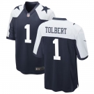 Men's Dallas Cowboys #1 Jalen Tolbert Thanksgiving Blue Vapor Limited Jersey