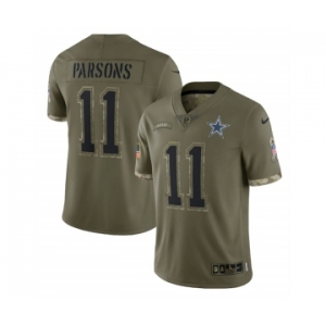 Men's Dallas Cowboys #11 Micah Parsons 2022 Olive Salute To Service Limited Stitched Jersey