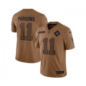 Men's Dallas Cowboys #11 Micah Parsons 2023 Brown Salute To Service Limited Football Stitched Jersey