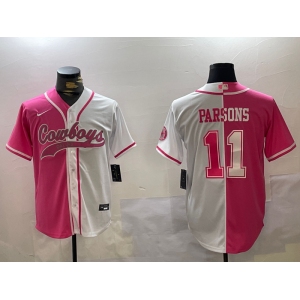 Men's Dallas Cowboys #11 Micah Parsons 2024 Arctic white red Stitched Baseball Jersey