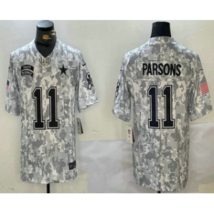 Men's Dallas Cowboys #11 Micah Parsons 2024 FUSE Arctic Camo Salute to Service Limited Stitched Jersey