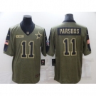 Men's Dallas Cowboys #11 Micah Parsons Gold 2021 Salute To Service Limited Player Jersey