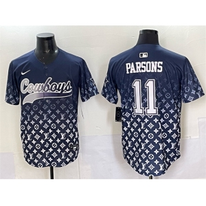 Men's Dallas Cowboys #11 Micah Parsons Navy Limited Stitched Baseball Jersey