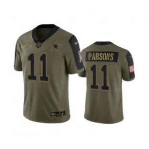 Men's Dallas Cowboys #11 Micah Parsons Olive 2021 Salute To Service Limited Stitched Jersey