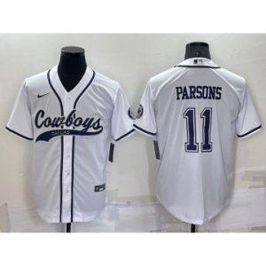 Men's Dallas Cowboys #11 Micah Parsons White Stitched Cool Base Nike Baseball Jersey