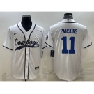 Men's Dallas Cowboys #11 Micah Parsons White With Patch Cool Base Stitched Baseball Jersey