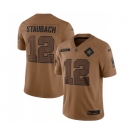 Men's Dallas Cowboys #12 Roger Staubach 2023 Brown Salute To Service Limited Football Stitched Jersey