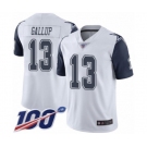 Men's Dallas Cowboys #13 Michael Gallup Limited White Rush Vapor Untouchable 100th Season Football Jersey