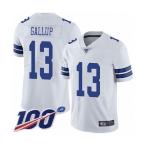 Men's Dallas Cowboys #13 Michael Gallup White Vapor Untouchable Limited Player 100th Season Football Jersey