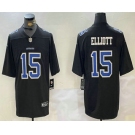 Men's Dallas Cowboys #15 Ezekiel Elliott Black Throwback Vapor Limited Stitched Jersey