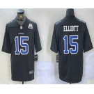 Men's Dallas Cowboys #15 Ezekiel Elliott Black Throwback With 1960 Patch Vapor Limited Stitched Jersey