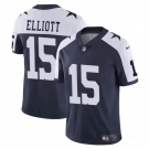 Men's Dallas Cowboys #15 Ezekiel Elliott Navy White Vapor Untouchable Thanksgiving Limited Football Stitched Jersey