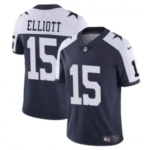 Men's Dallas Cowboys #15 Ezekiel Elliott Navy White Vapor Untouchable Thanksgiving Limited Football Stitched Jersey