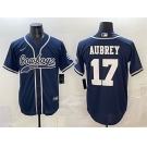 Men's Dallas Cowboys #17 Brandon Aubrey Navy Cool Base Stitched Baseball Jersey