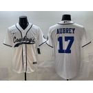 Men's Dallas Cowboys #17 Brandon Aubrey White Cool Base Stitched Baseball Jersey