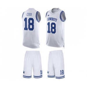 Men's Dallas Cowboys #18 Randall Cobb Limited White Tank Top Suit Football Jersey