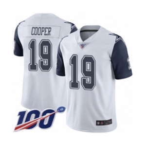 Men's Dallas Cowboys #19 Amari Cooper Limited White Rush Vapor Untouchable 100th Season Football Jersey