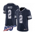 Men's Dallas Cowboys #2 Brett Maher Navy Blue Team Color Vapor Untouchable Limited Player 100th Season Football Jersey