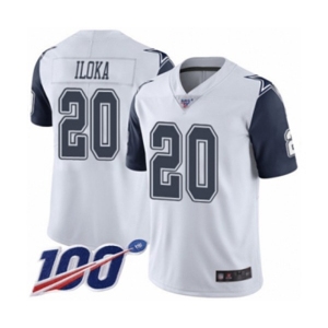 Men's Dallas Cowboys #20 George Iloka Limited White Rush Vapor Untouchable 100th Season Football Jersey