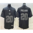 Men's Dallas Cowboys #20 Tony Pollard Black Reflective Limited Stitched Football Jerse