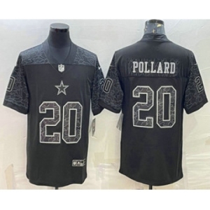 Men's Dallas Cowboys #20 Tony Pollard Black Reflective Limited Stitched Football Jerse