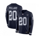 Men's Dallas Cowboys #20 Tony Pollard Limited Navy Blue Therma Long Sleeve Football Jersey