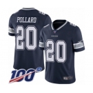 Men's Dallas Cowboys #20 Tony Pollard Navy Blue Team Color Vapor Untouchable Limited Player 100th Season Football Jersey