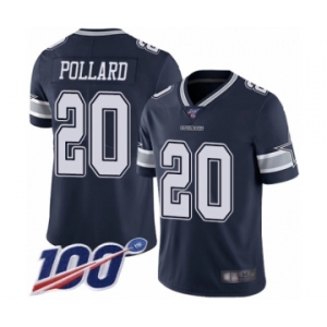 Men's Dallas Cowboys #20 Tony Pollard Navy Blue Team Color Vapor Untouchable Limited Player 100th Season Football Jersey