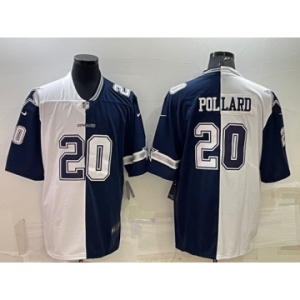 Men's Dallas Cowboys #20 Tony Pollard Navy White Split Vapor Untouchable Limited Stitched Jersey