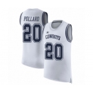 Men's Dallas Cowboys #20 Tony Pollard White Rush Player Name & Number Tank Top Football Jersey