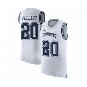 Men's Dallas Cowboys #20 Tony Pollard White Rush Player Name & Number Tank Top Football Jersey