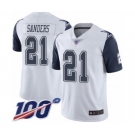 Men's Dallas Cowboys #21 Deion Sanders Limited White Rush Vapor Untouchable 100th Season Football Jersey