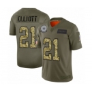 Men's Dallas Cowboys #21 Ezekiel Elliott 2019 Olive Camo Salute to Service Limited Jersey