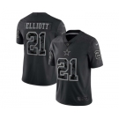 Men's Dallas Cowboys #21 Ezekiel Elliott Black Reflective Limited Stitched Football Jersey