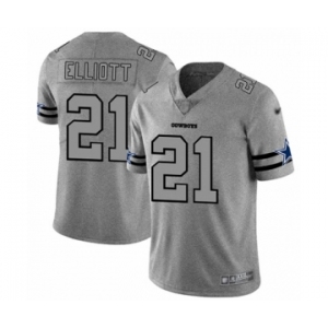 Men's Dallas Cowboys #21 Ezekiel Elliott Gray Team Logo Gridiron Limited Football Jersey