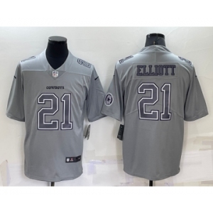 Men's Dallas Cowboys #21 Ezekiel Elliott LOGO Grey Atmosphere Fashion 2022 Vapor Untouchable Stitched Nike Limited Jersey