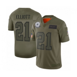 Men's Dallas Cowboys #21 Ezekiel Elliott Limited Camo 2019 Salute to Service Football Jersey