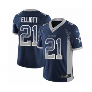 Men's Dallas Cowboys #21 Ezekiel Elliott Limited Navy Blue Rush Drift Fashion Football Jersey