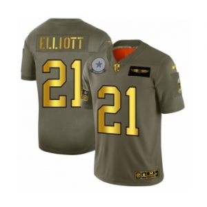 Men's Dallas Cowboys #21 Ezekiel Elliott Limited Olive Gold 2019 Salute to Service Football Jersey