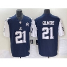 Men's Dallas Cowboys #21 Ezekiel Elliott Navy Blue FUSE Vapor Thanksgiving 1960 Patch Limited Stitched Jersey