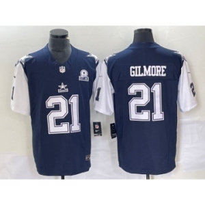 Men's Dallas Cowboys #21 Ezekiel Elliott Navy Blue FUSE Vapor Thanksgiving 1960 Patch Limited Stitched Jersey