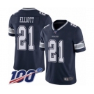 Men's Dallas Cowboys #21 Ezekiel Elliott Navy Blue Team Color Vapor Untouchable Limited Player 100th Season Football Jersey