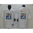 Men's Dallas Cowboys #21 Ezekiel Elliott White Rainbow Version Nike Limited Jersey