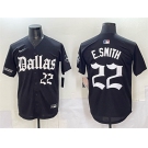 Men's Dallas Cowboys #22 Emmitt Smith Black 'Gothic Lone Star Edition' Limited Stitched Baseball Jersey