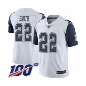 Men's Dallas Cowboys #22 Emmitt Smith Limited White Rush Vapor Untouchable 100th Season Football Jersey