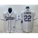 Men's Dallas Cowboys #22 Emmitt Smith White Stitched Cool Base Nike Baseball Jersey