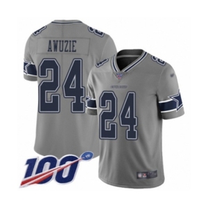 Men's Dallas Cowboys #24 Chidobe Awuzie Limited Gray Inverted Legend 100th Season Football Jersey