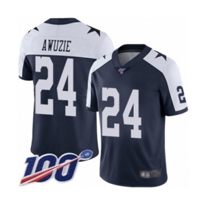 Men's Dallas Cowboys #24 Chidobe Awuzie Navy Blue Throwback Alternate Vapor Untouchable Limited Player 100th Season Football Jersey